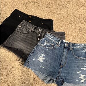 Levi's, Rolla’s & Neuw Denim Women's Jean Shorts Bundle- Black, Gray, and Blue